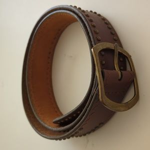 Nine West Brown Genuine Leather Studded Belt Women's Size Large